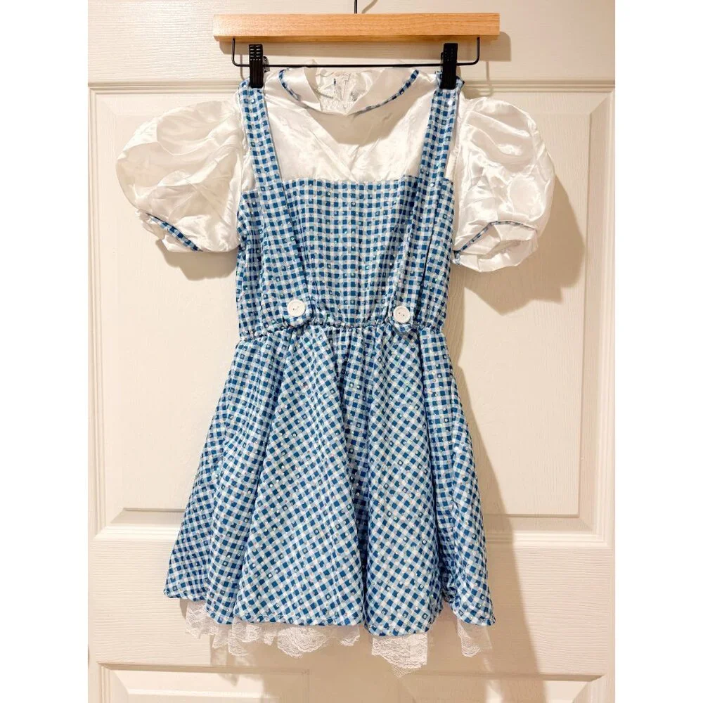 Dorothy Wizard of Oz Girls Halloween Dress‎ Up Costume Dress with Bows Med 8-10
